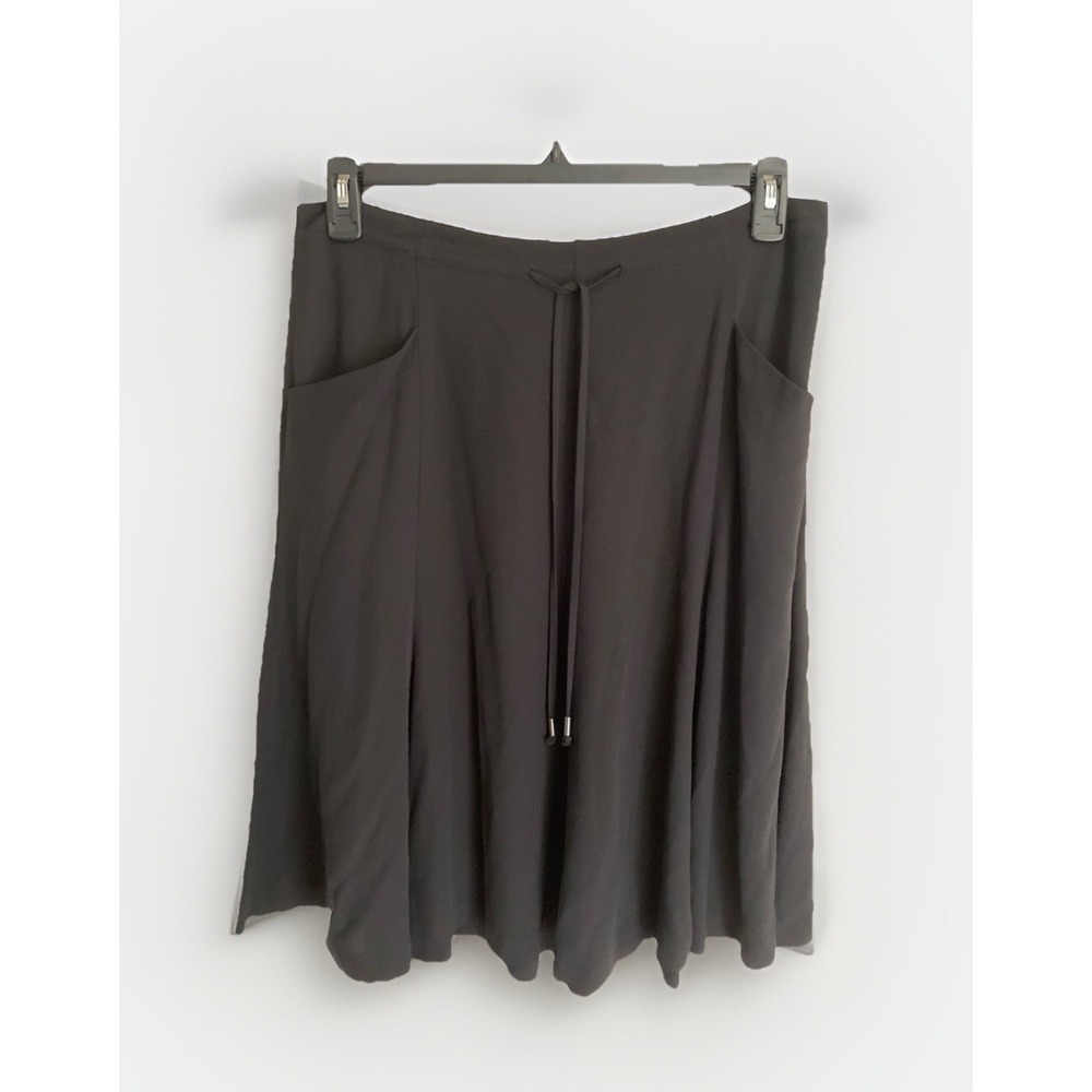 Eileen Fisher Silk Crepe Skirt Black Quiet Luxury Flared Hem Sz S NWT‎ $278